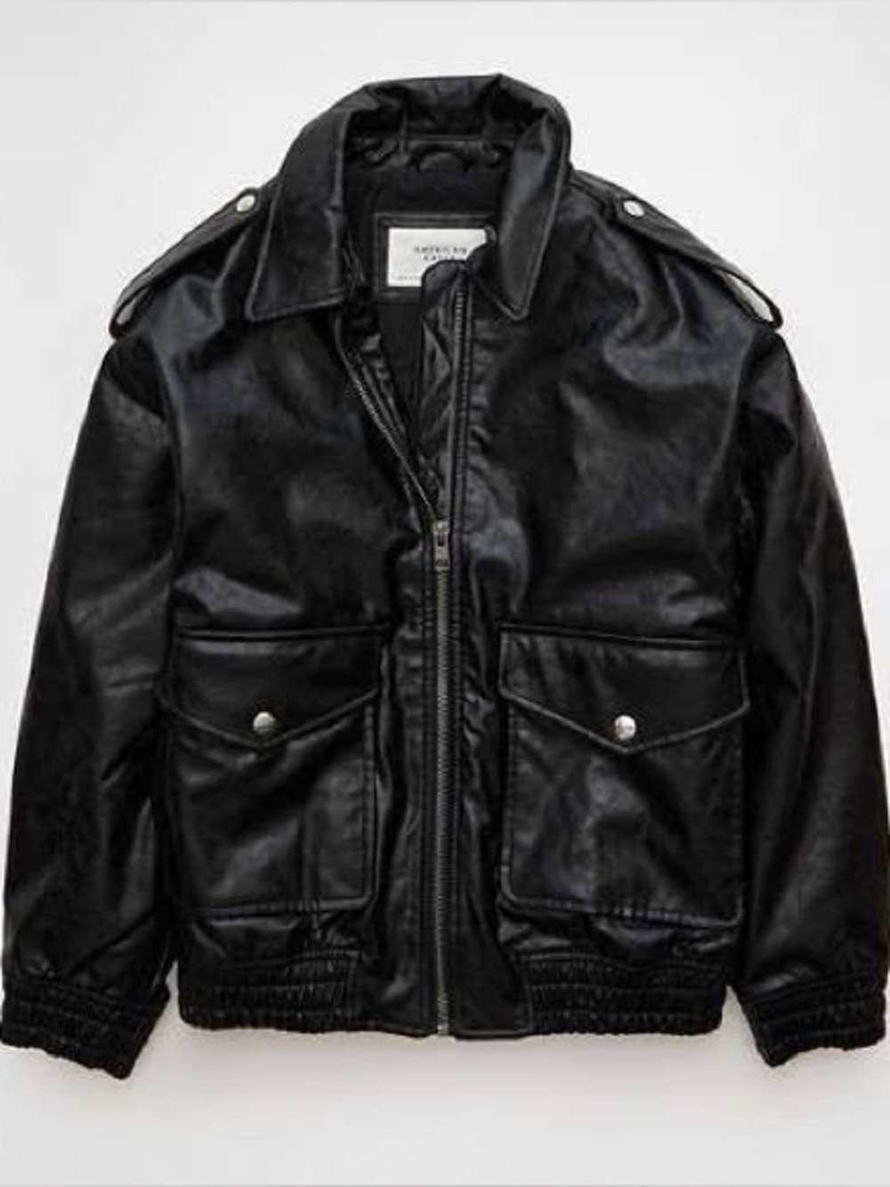 AE Oversized Vegan Leather Bomber Jacket